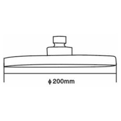Chrome Round Fixed Shower Head 200mm - Technical Drawing