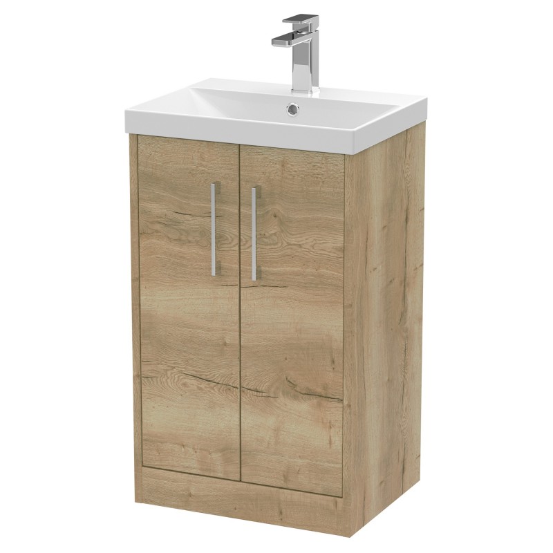 Juno 500mm Freestanding 2 Door Vanity With Thin-Edge Ceramic Basin - Autumn Oak Juno 500mm Freestanding 2 Door Vanity With Thin-Edge Ceramic Basin - Autumn Oak
