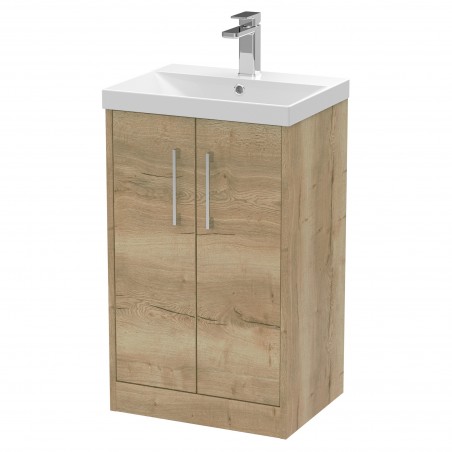 Juno 500mm Freestanding 2 Door Vanity With Thin-Edge Ceramic Basin - Autumn Oak