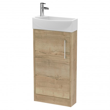 Juno Compact Autumn Oak 440mm Freestanding 1 Door Unit With 1 Tap Hole Basin Right Handed - Autumn Oak