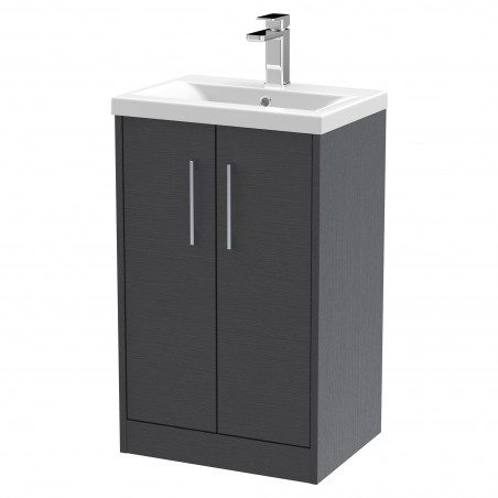 Juno 500mm Freestanding 2 Door Vanity With Mid-Edge Ceramic Basin - Graphite Grey