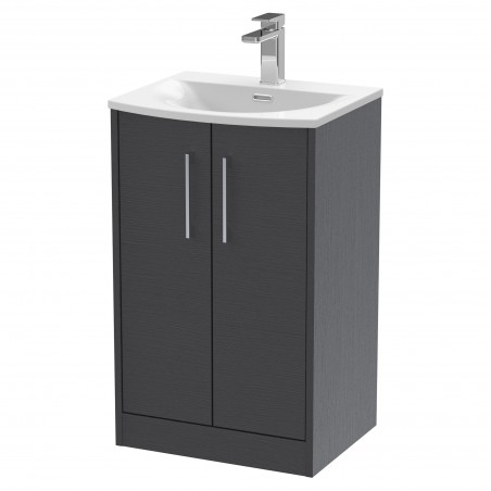 Juno 500mm Freestanding 2 Door Vanity With Curved Ceramic Basin - Graphite Grey