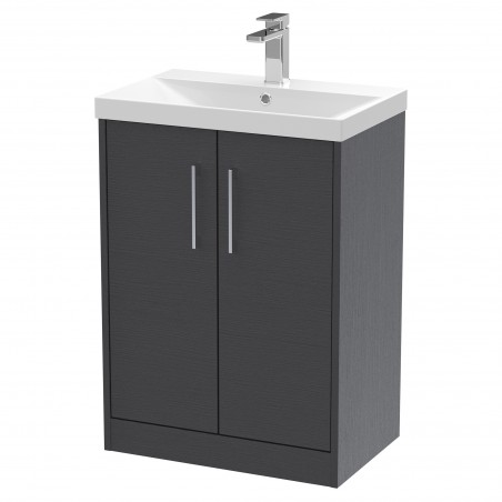 Juno 600mm Freestanding 2 Door Vanity With Thin-Edge Ceramic Basin - Graphite Grey