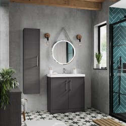 Juno 600mm Freestanding 2 Door Vanity With Thin-Edge Ceramic Basin - Graphite Grey - Insitu