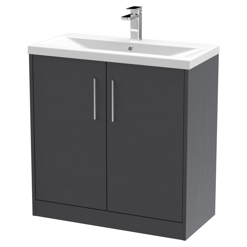 Juno 800mm Freestanding 2 Door Vanity With Mid-Edge Ceramic Basin - Graphite Grey Juno 800mm Freestanding 2 Door Vanity With Mid-Edge Ceramic Basin - Graphite Grey