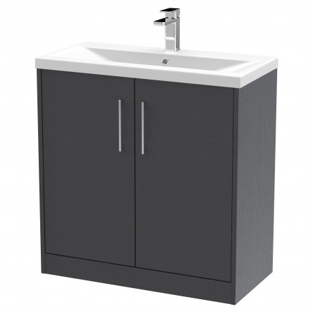 Juno 800mm Freestanding 2 Door Vanity With Mid-Edge Ceramic Basin - Graphite Grey