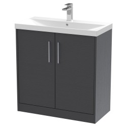 Juno 800mm Freestanding 2 Door Vanity With Thin-Edge Ceramic Basin - Graphite Grey