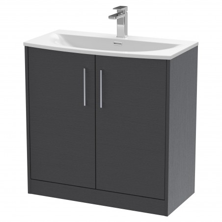 Juno 800mm Freestanding 2 Door Vanity With Curved Ceramic Basin - Graphite Grey