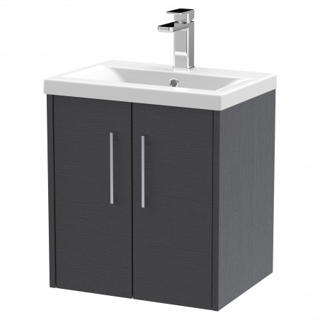 Juno 500mm Wall Hung 2 Door Vanity With Mid-Edge Ceramic Basin - Graphite Grey