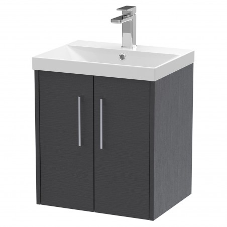 Juno 500mm Wall Hung 2 Door Vanity With Thin-Edge Ceramic Basin - Graphite Grey