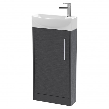 Juno Compact Graphite Grey 440mm Freestanding 1 Door Unit With 1 Tap Hole Basin Left Handed - Graphite Grey