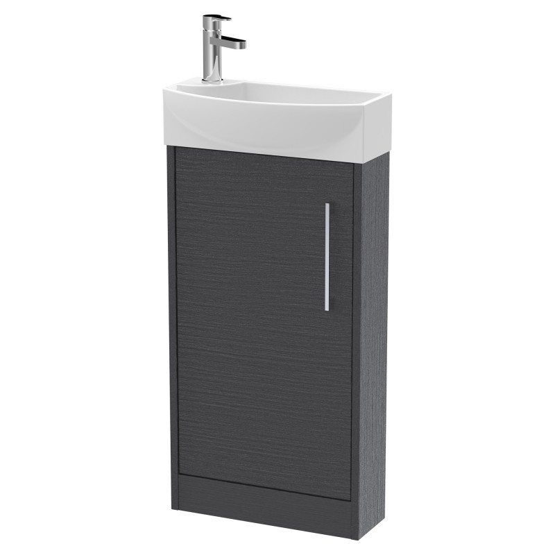 Juno Compact Graphite Grey 440mm Freestanding 1 Door Unit With 1 Tap Hole Basin Right Handed - Graphite Grey Juno Compact Graphite Grey 440mm Freestanding 1 Door Unit With 1 Tap Hole Basin Right Handed - Graphite Grey