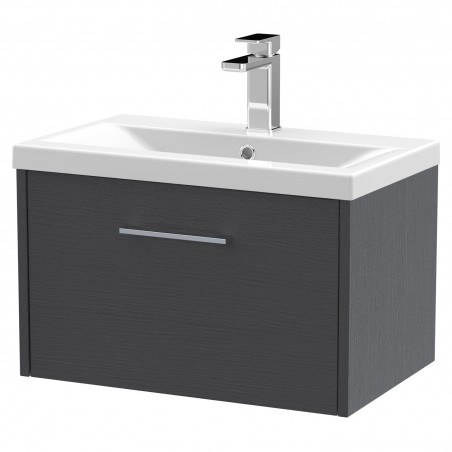 Juno 600mm Wall Hung Single Drawer Vanity With Mid-Edge Ceramic Basin - Graphite Grey