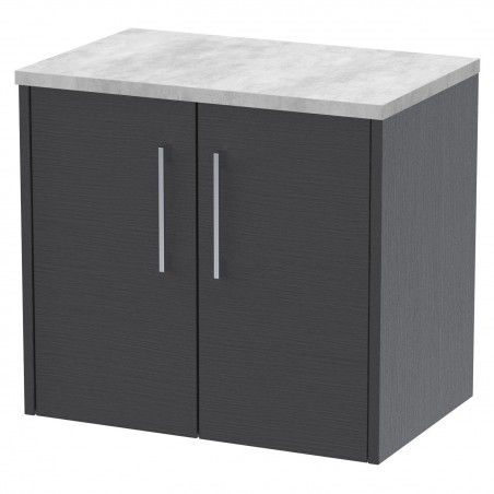 Juno 600mm Wall Hung 2 Door Vanity With Bellato Grey Laminate Worktop - Graphite Grey