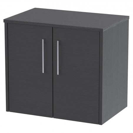 Juno 600mm Wall Hung 2 Door Vanity With Worktop - Graphite Grey