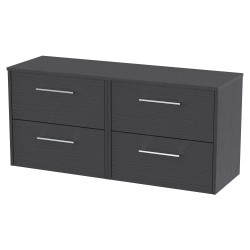 Juno 1200mm Wall Hung 4 Drawer Vanity With Worktop - Graphite Grey