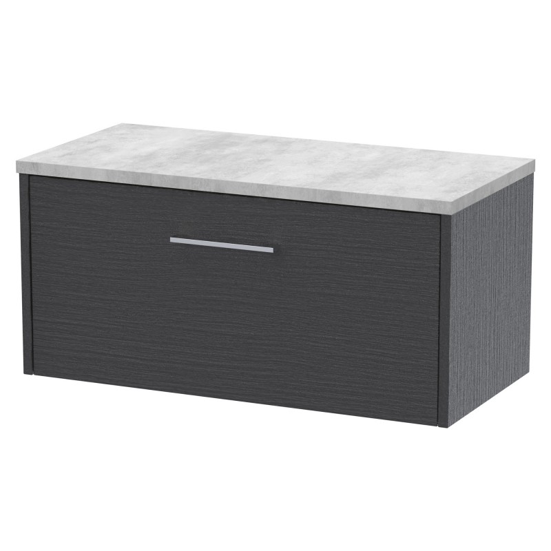 Juno 800mm Wall Hung Single Drawer Vanity With Bellato Grey Laminate Worktop - Graphite Grey Juno 800mm Wall Hung Single Drawer Vanity With Bellato Grey Laminate Worktop - Graphite Grey