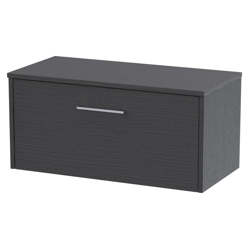 Juno 800mm Wall Hung Single Drawer Vanity With Worktop - Graphite Grey Juno 800mm Wall Hung Single Drawer Vanity With Worktop - Graphite Grey