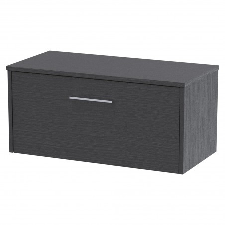 Juno 800mm Wall Hung Single Drawer Vanity With Worktop - Graphite Grey