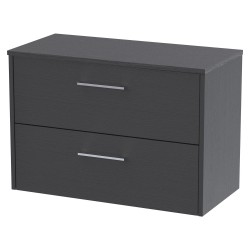 Juno 800mm Wall Hung 2 Drawer Vanity With Worktop - Graphite Grey