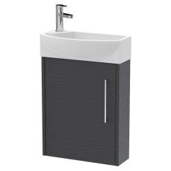Juno Compact Graphite Grey 440mm Wall Hung 1 Door Unit With 1 Tap Hole Basin Right Handed - Graphite Grey