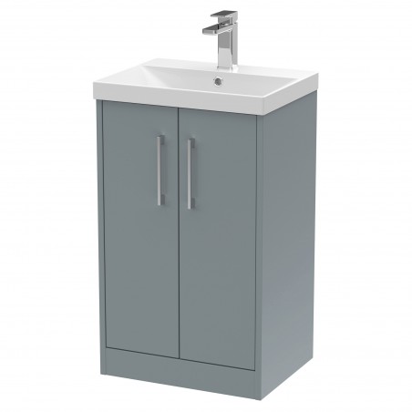 Juno 500mm Freestanding 2 Door Vanity With Thin-Edge Ceramic Basin - Coastal Grey