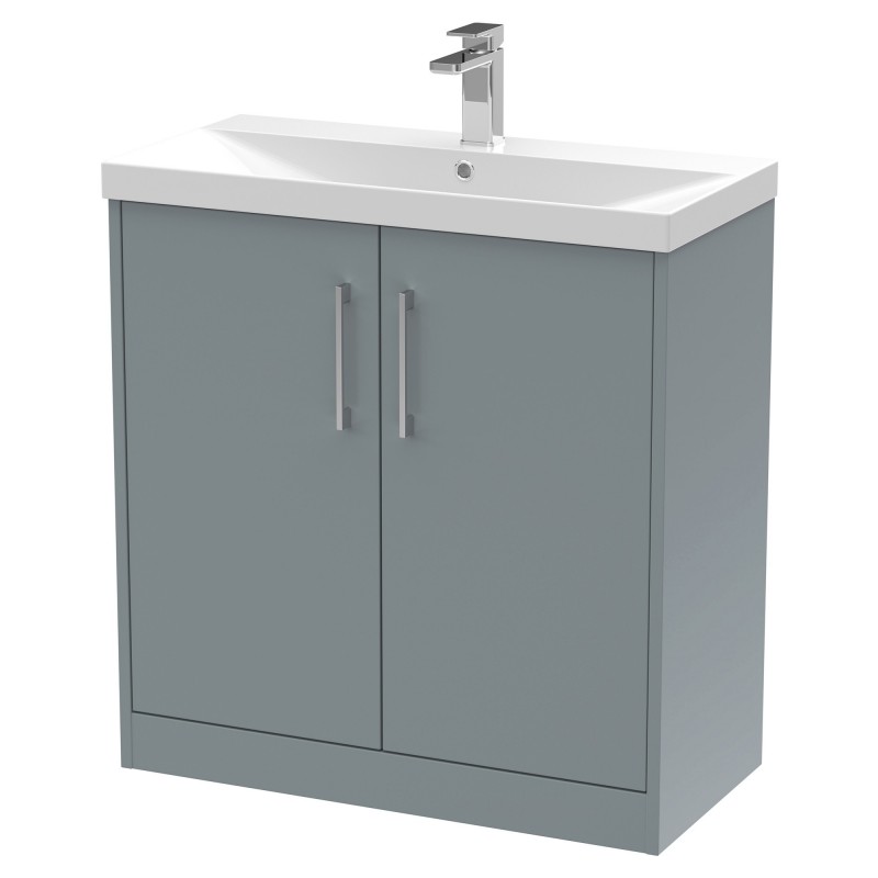 Juno 800mm Freestanding 2 Door Vanity With Thin-Edge Ceramic Basin - Coastal Grey Juno 800mm Freestanding 2 Door Vanity With Thin-Edge Ceramic Basin - Coastal Grey