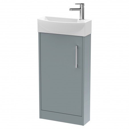 Juno 440mm Compact Freestanding 1 Door Unit With 1 Tap Hole Basin Left Handed - Coastal Grey