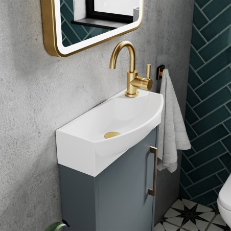 Juno 440mm Compact Freestanding 1 Door Unit With 1 Tap Hole Basin Left Handed - Coastal Grey