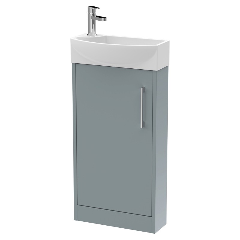 Juno 440mm Compact Freestanding 1 Door Unit With 1 Tap Hole Basin Right Handed - Coastal Grey Juno 440mm Compact Freestanding 1 Door Unit With 1 Tap Hole Basin Right Handed - Coastal Grey