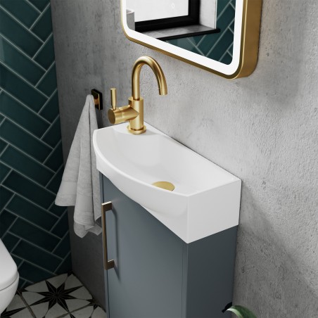 Juno 440mm Compact Freestanding 1 Door Unit With 1 Tap Hole Basin Right Handed - Coastal Grey