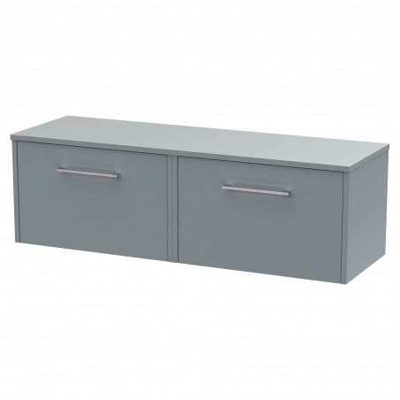 Juno 1200mm Wall Hung 2 Drawer Vanity With Worktop - Coastal Grey