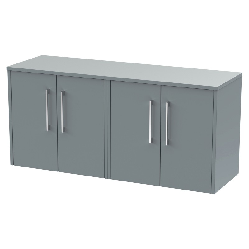 Juno 1200mm Wall Hung 4 Door Vanity With Worktop - Coastal Grey