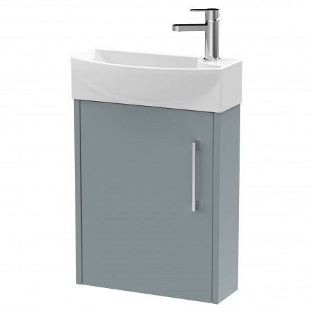 Juno Compact Coastal Grey 440mm Wall Hung 1 Door Unit With 1 Tap Hole Basin Left Handed - Coastal Grey