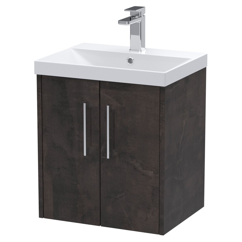 Juno 500mm Wall hung 2 Door Vanity Unit with Thin-Edge Basin - Metallic Slate Juno 500mm Wall hung 2 Door Vanity Unit with Thin-Edge Basin - Metallic Slate