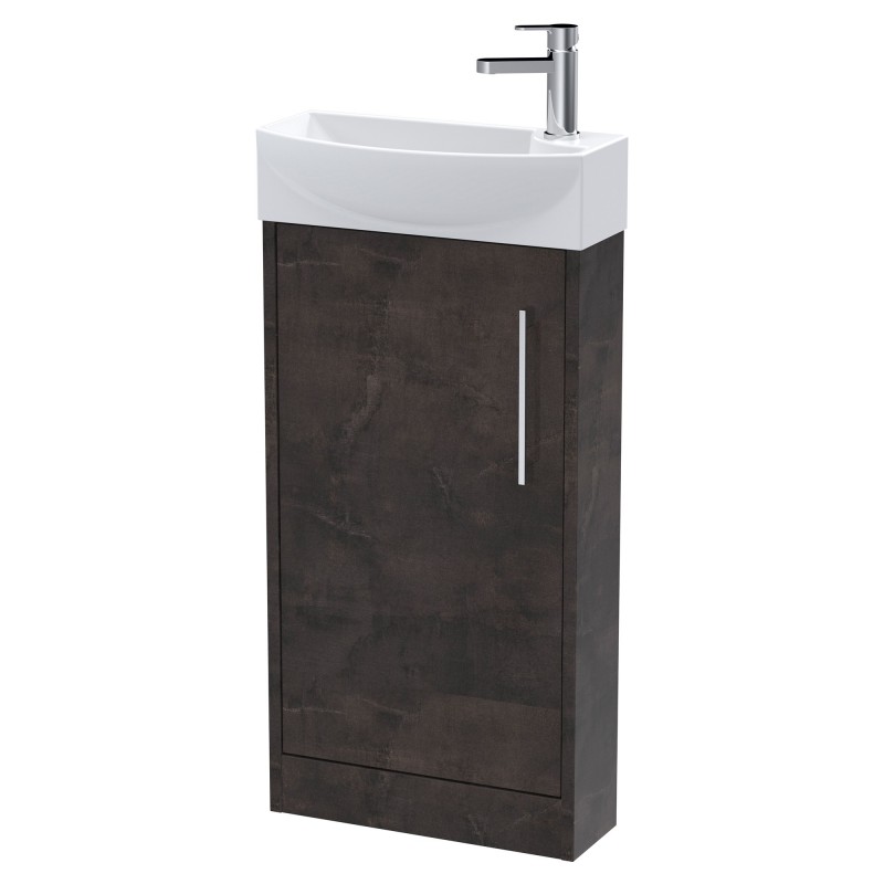 Juno 440mm Compact LH Freestanding Vanity Unit and Basin - Metallic Slate Juno 440mm Compact LH Freestanding Vanity Unit and Basin - Metallic Slate