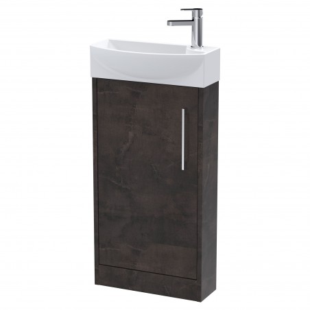 Juno 440mm Compact LH Freestanding Vanity Unit and Basin - Metallic Slate