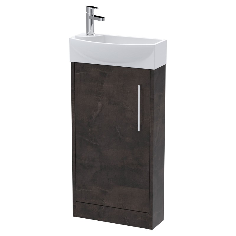 Juno 440mm Compact RH Freestanding Vanity Unit and Basin - Metallic Slate Juno 440mm Compact RH Freestanding Vanity Unit and Basin - Metallic Slate