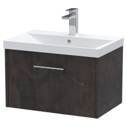 Juno 600mm Wall Hung 1 Drawer Vanity Unit with Thin-Edge Basin - Metallic Slate