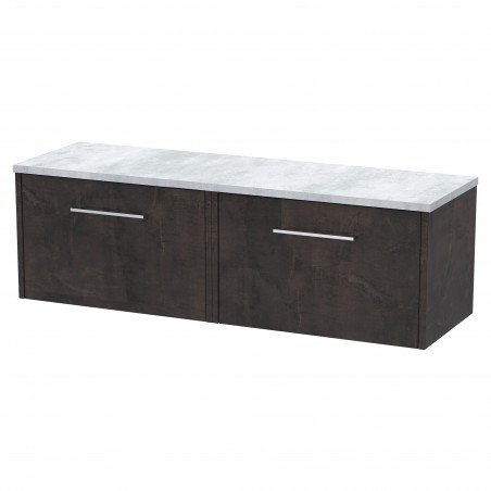 Juno 1200mm Wall Hung 2 Drawer Vanity With Bellato Grey Laminate Worktop - Metallic Slate