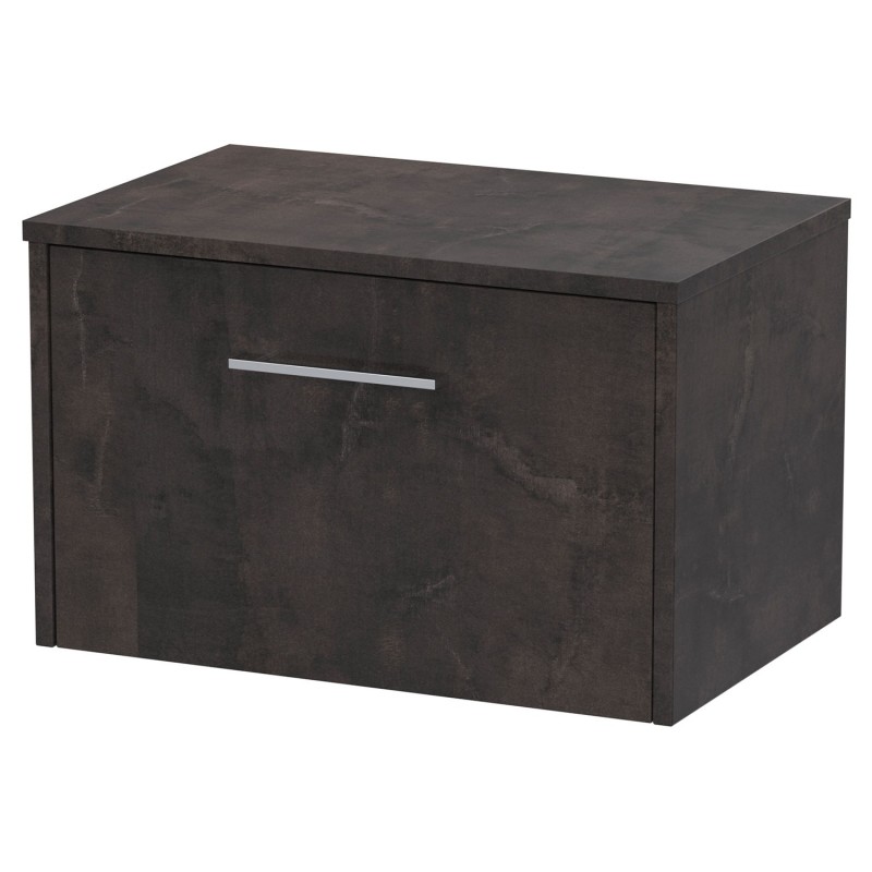 Juno 600mm Wall Hung 1 Drawer Vanity Unit with Worktop - Metallic Slate Juno 600mm Wall Hung 1 Drawer Vanity Unit with Worktop - Metallic Slate