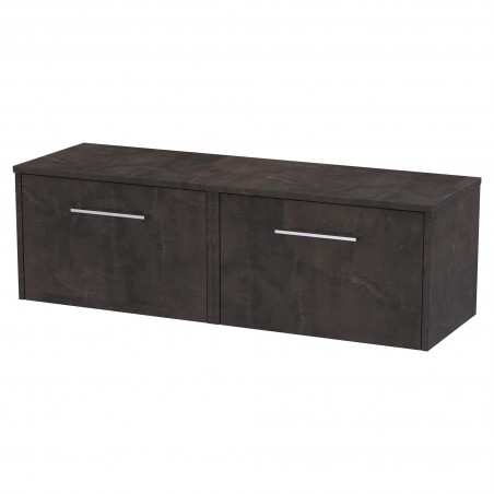 Juno 1200mm Wall Hung 2 Drawer Vanity Unit with Worktop - Metallic Slate