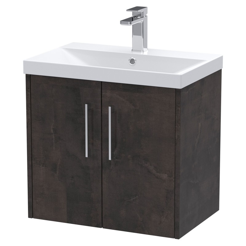Juno 600mm Wall hung 2 Door Vanity Unit with Thin-Edge Basin - Metallic Slate Juno 600mm Wall hung 2 Door Vanity Unit with Thin-Edge Basin - Metallic Slate