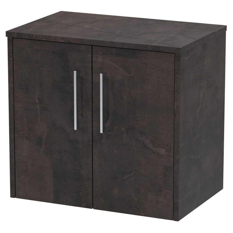 Juno 600mm Wall Hung 2 Door Vanity Unit with Worktop - Metallic Slate Juno 600mm Wall Hung 2 Door Vanity Unit with Worktop - Metallic Slate
