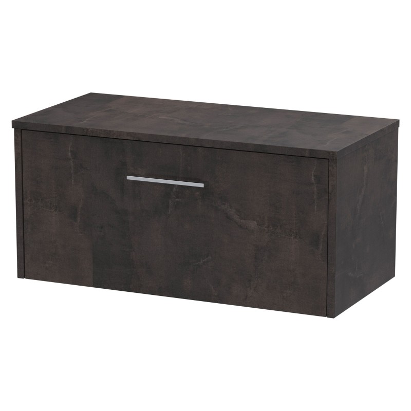 Juno 800mm Wall Hung 1 Drawer Vanity Unit with Worktop - Metallic Slate Juno 800mm Wall Hung 1 Drawer Vanity Unit with Worktop - Metallic Slate