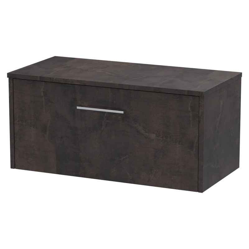 Juno 800mm Wall Hung 1 Drawer Vanity Unit with Worktop - Metallic Slate