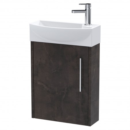 Juno 440mm Compact LH Wall Hung Vanity Unit and Basin - Metallic Slate