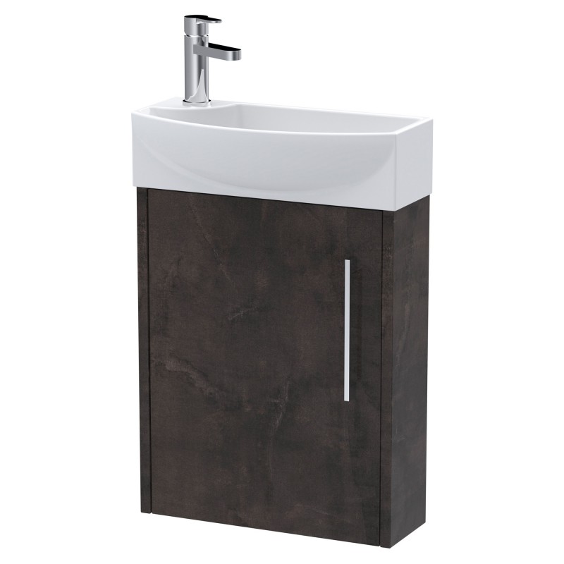 Juno 440mm Compact RH Wall Hung Vanity Unit and Basin - Metallic Slate Juno 440mm Compact RH Wall Hung Vanity Unit and Basin - Metallic Slate