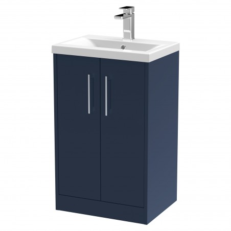 Juno 500mm Floor Standing 2 Door Vanity With Mid-Edge Ceramic Basin - Midnight Blue