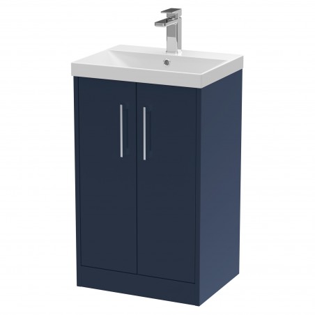 Juno 500mm Floor Standing 2 Door Vanity With Thin-Edge Ceramic Basin - Midnight Blue